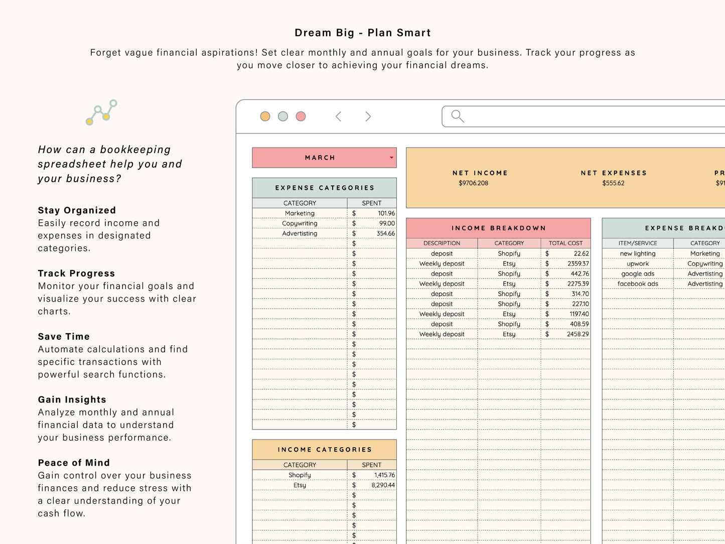 Business Bookkeeping | Google Sheets Template