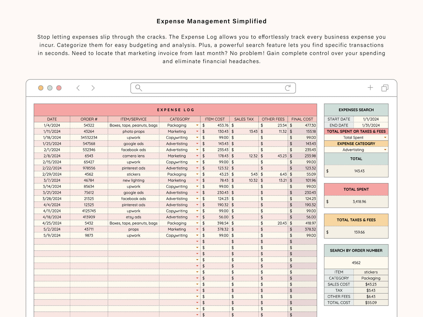 Business Bookkeeping | Google Sheets Template
