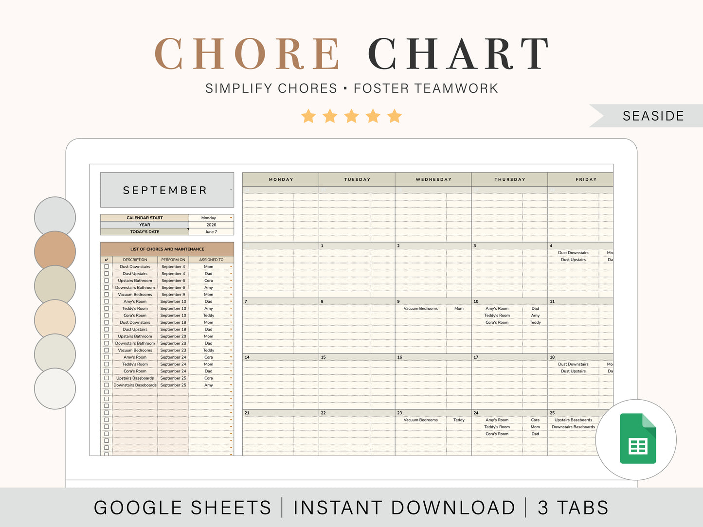 Chore Chart | Google Sheets Template