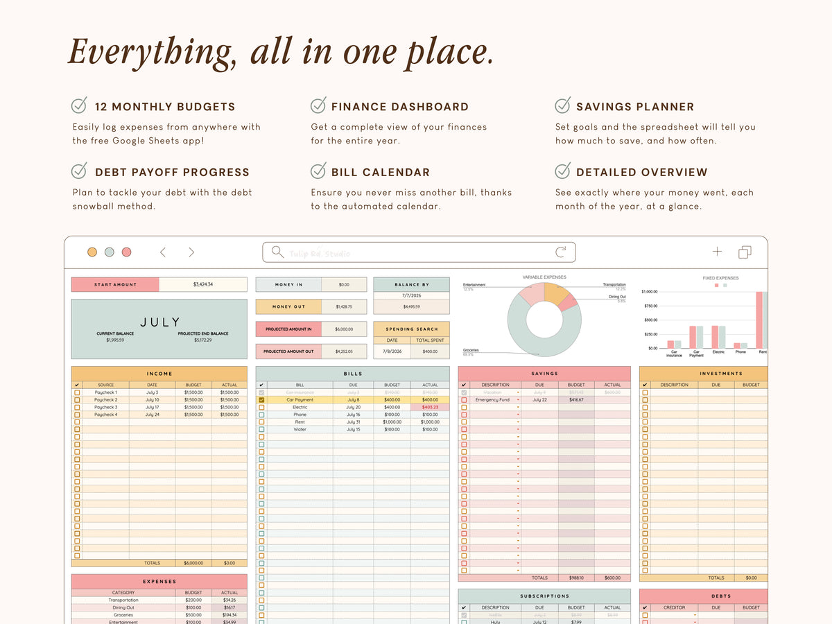 All-In-One Budget Spreadsheet | Google Sheets Template