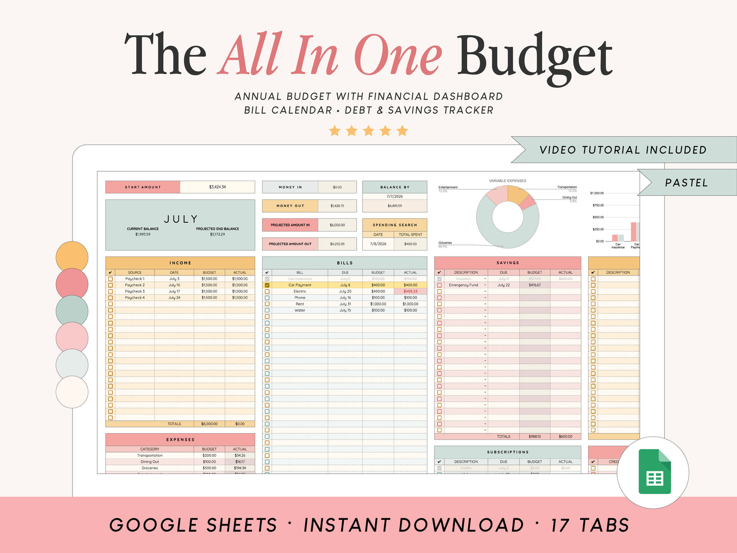 All-In-One Budget Spreadsheet | Google Sheets Template