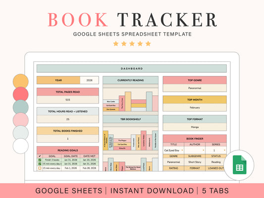 Book Tracking Spreadsheet | Google Sheets
