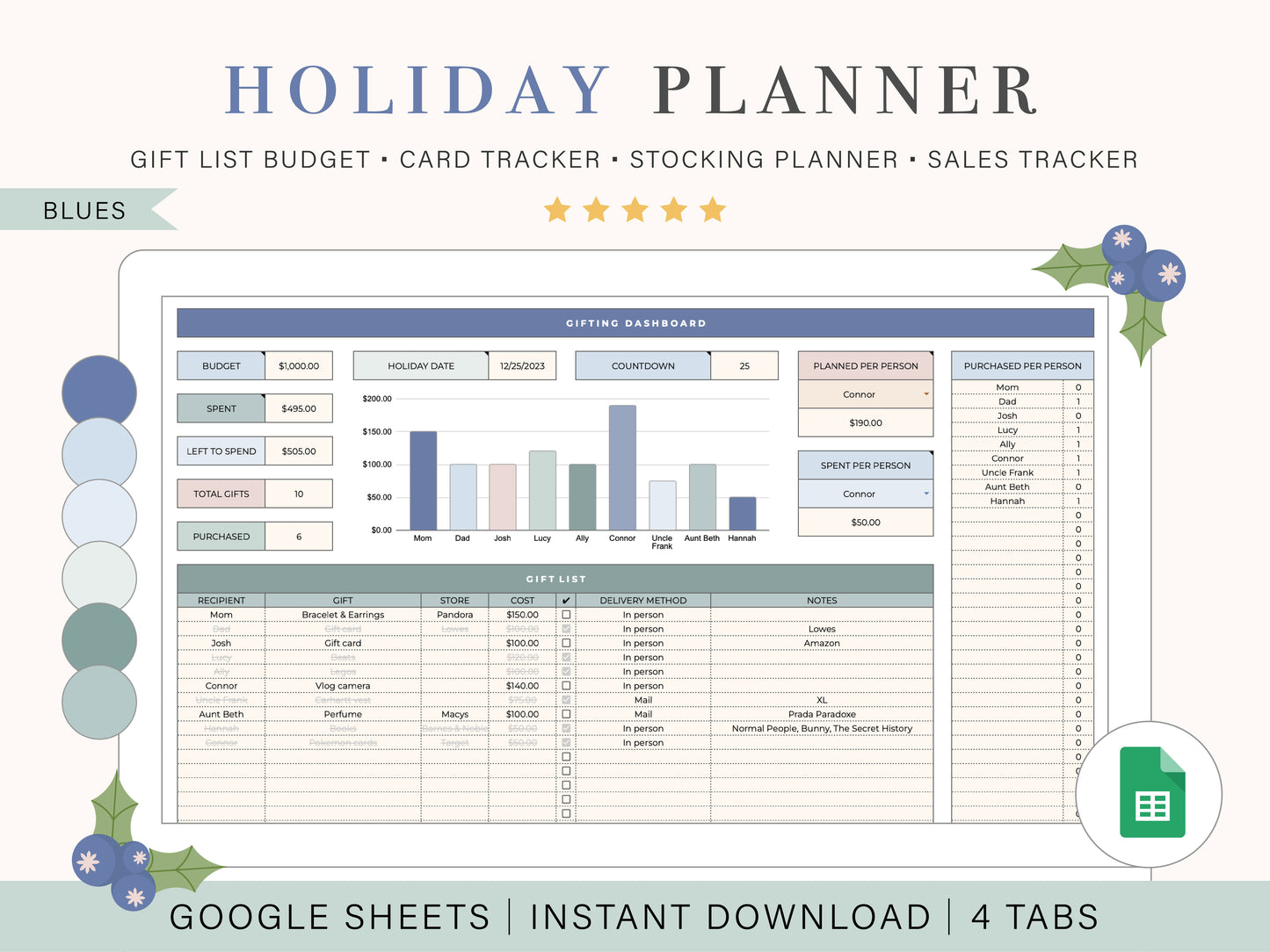 Holiday Planner | Google Sheets Template