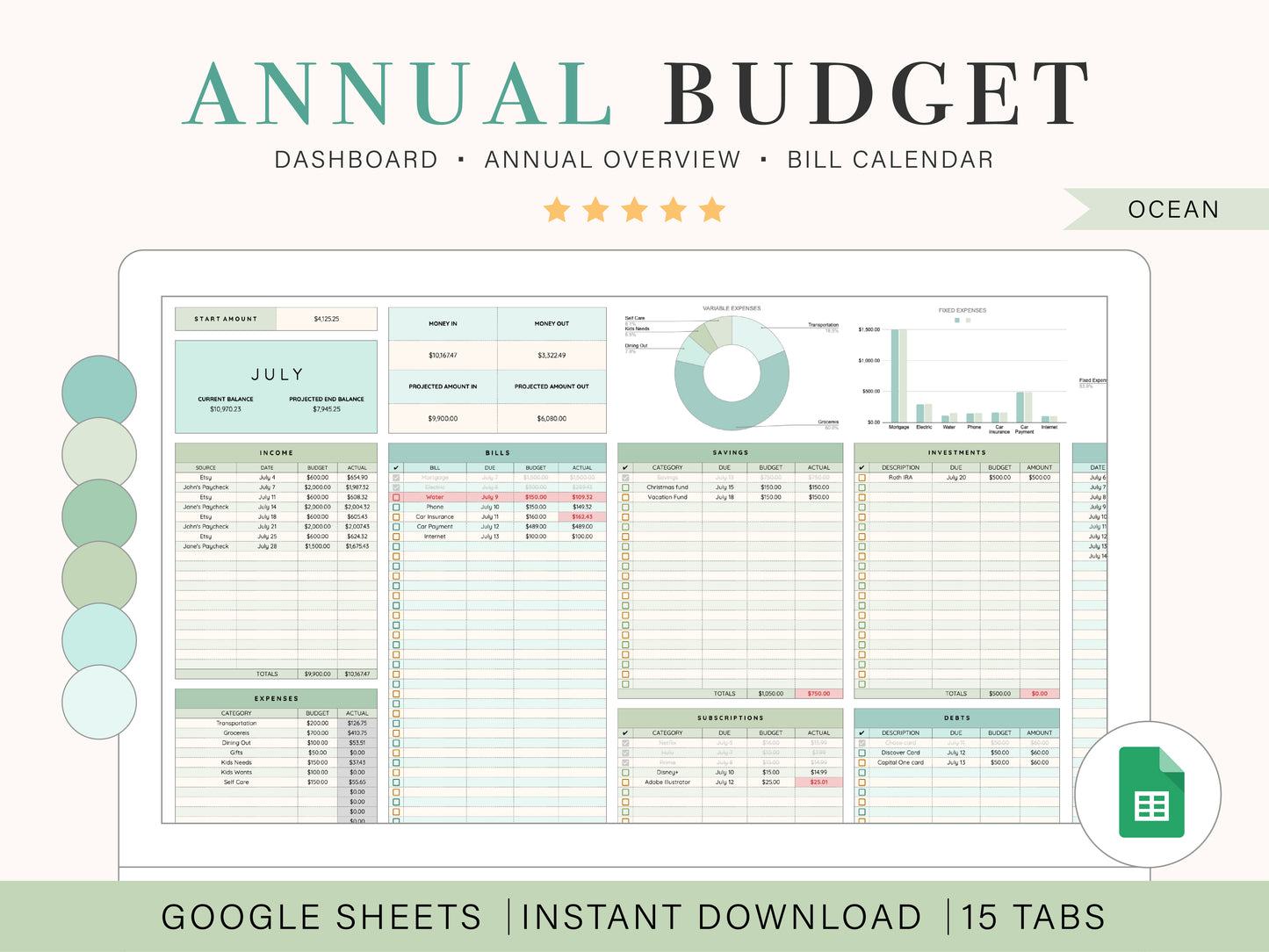 Annual Budget Spreadsheet | Google Sheets Template