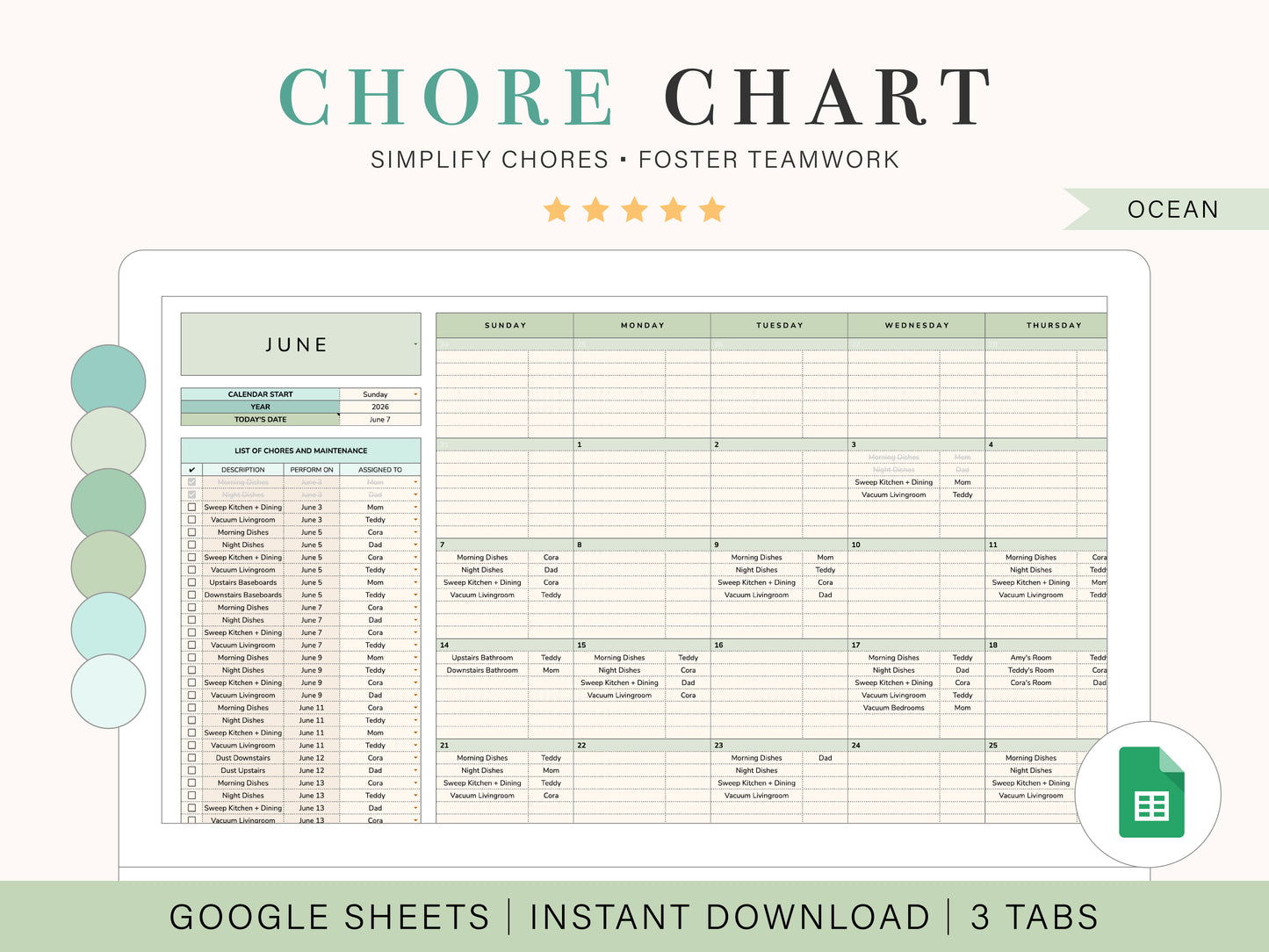 Chore Chart | Google Sheets Template