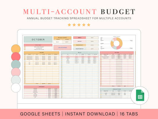 Multi-Account Budget Spreadsheet | Google Sheets Template