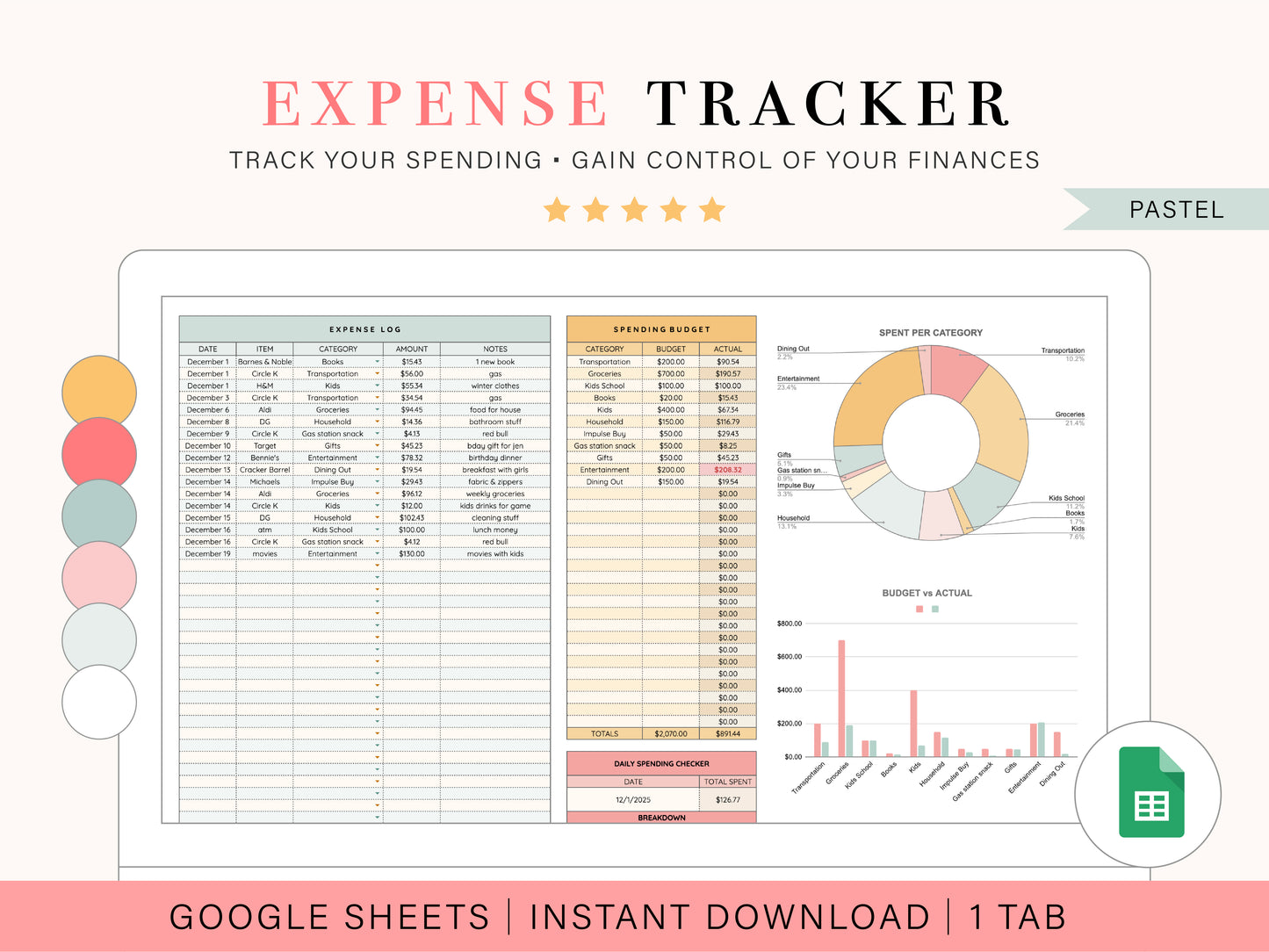 Expense Tracking Spreadsheet | Google Sheets Template