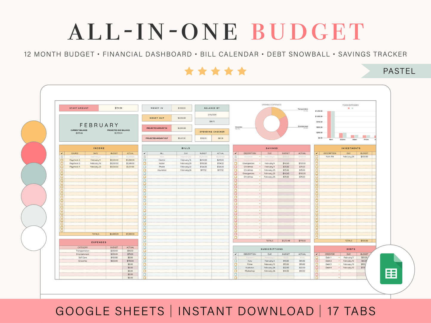 All-In-One Budget Spreadsheet | Google Sheets Template