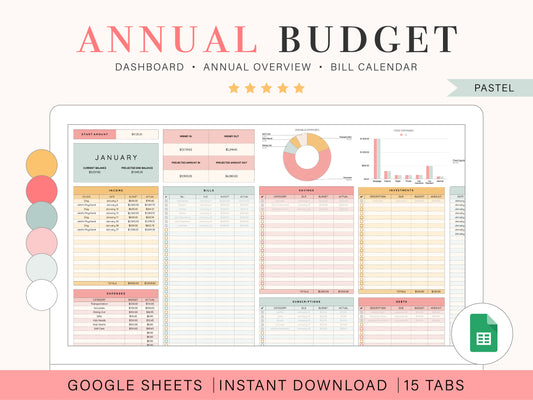 Annual Budget Spreadsheet | Google Sheets Template