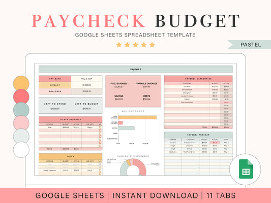 Paycheck Budget Spreadsheet | Google Sheets Template