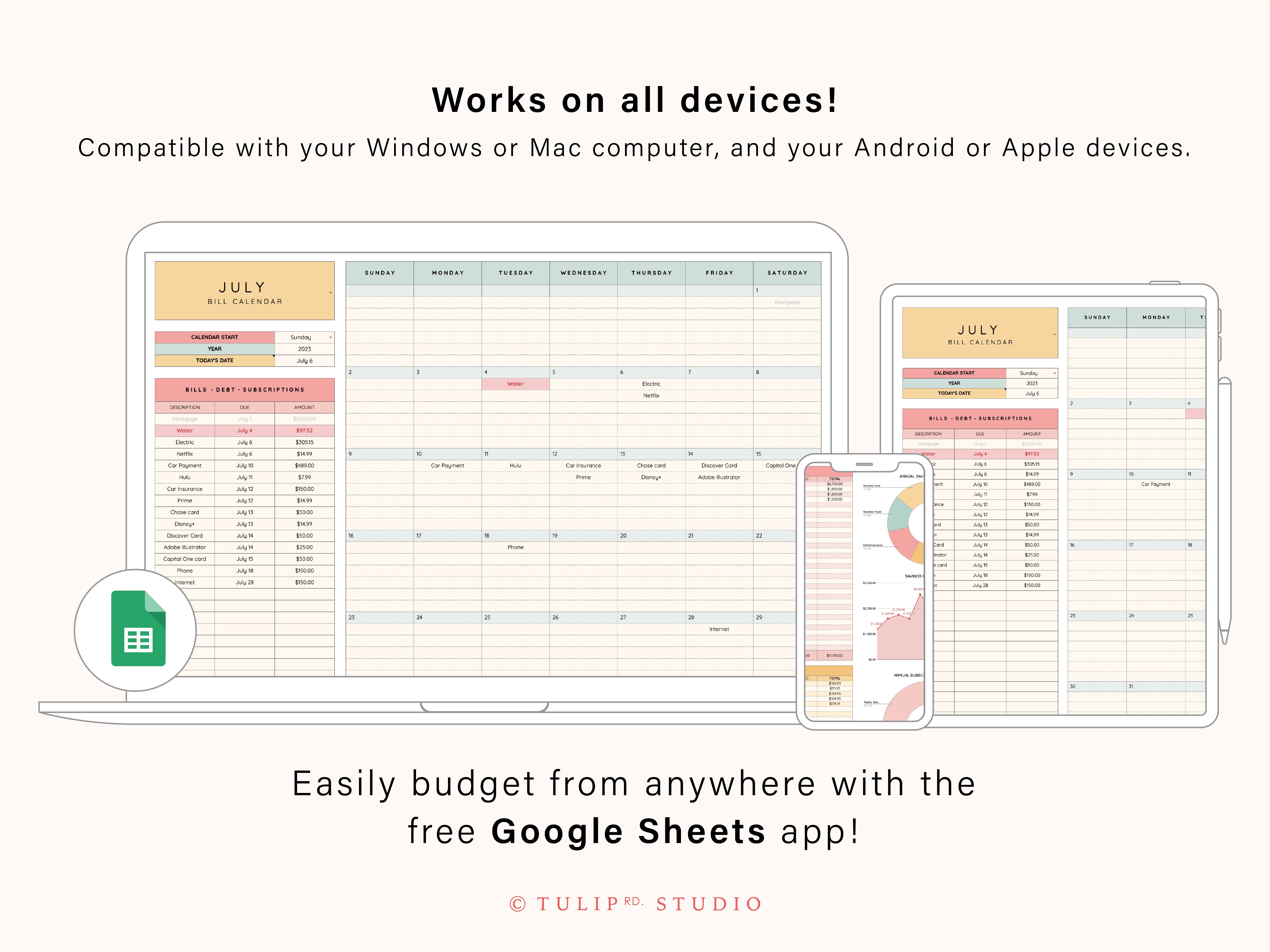 All Spreadsheets – Tulip Rd. Studio