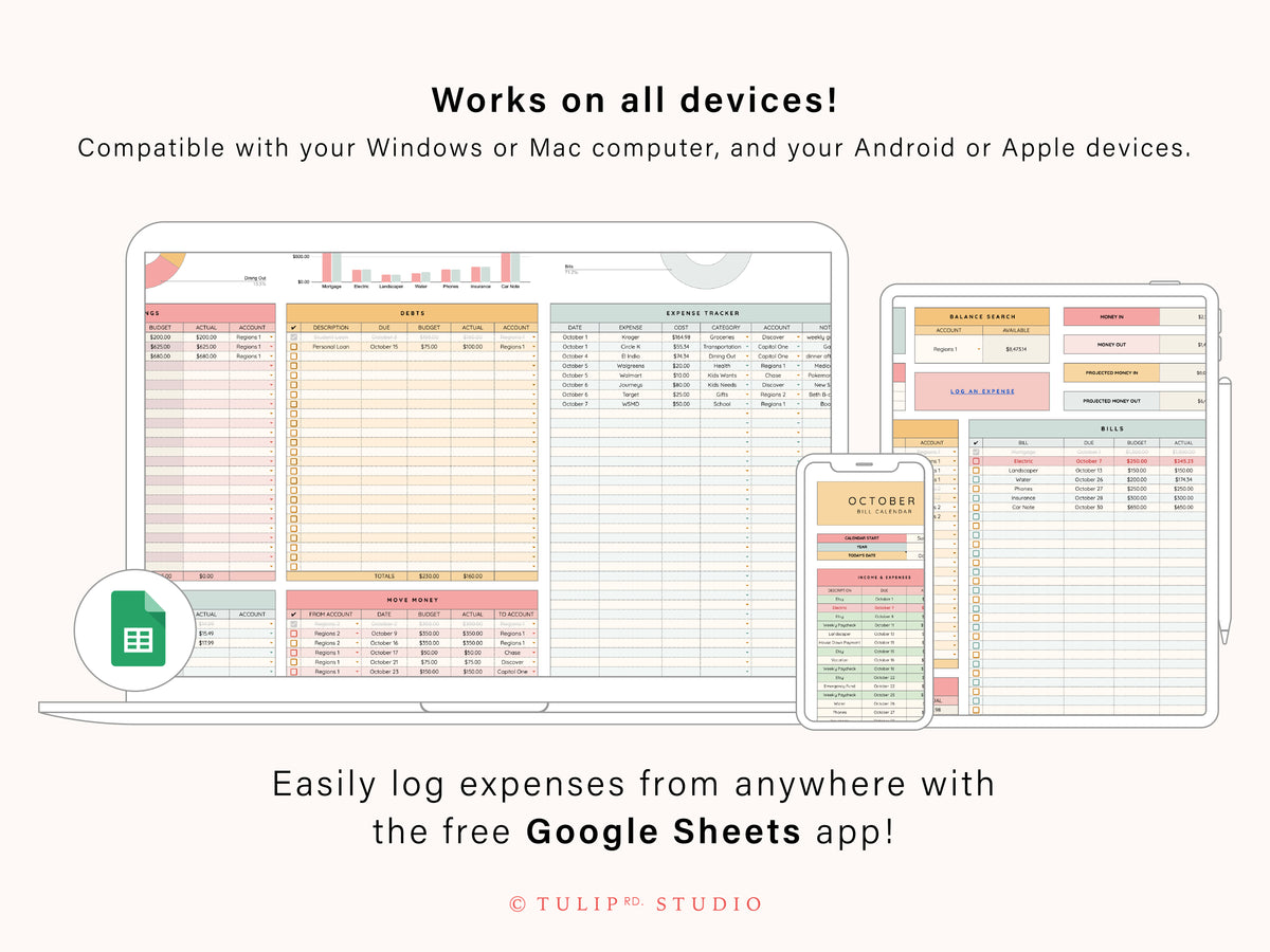Multi-Account Budget Spreadsheet | Google Sheets Template – Tulip Rd ...