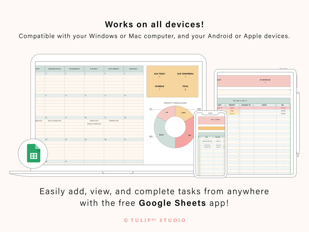 Task Tracking Spreadsheet | Google Sheets Template – Tulip Rd. Studio