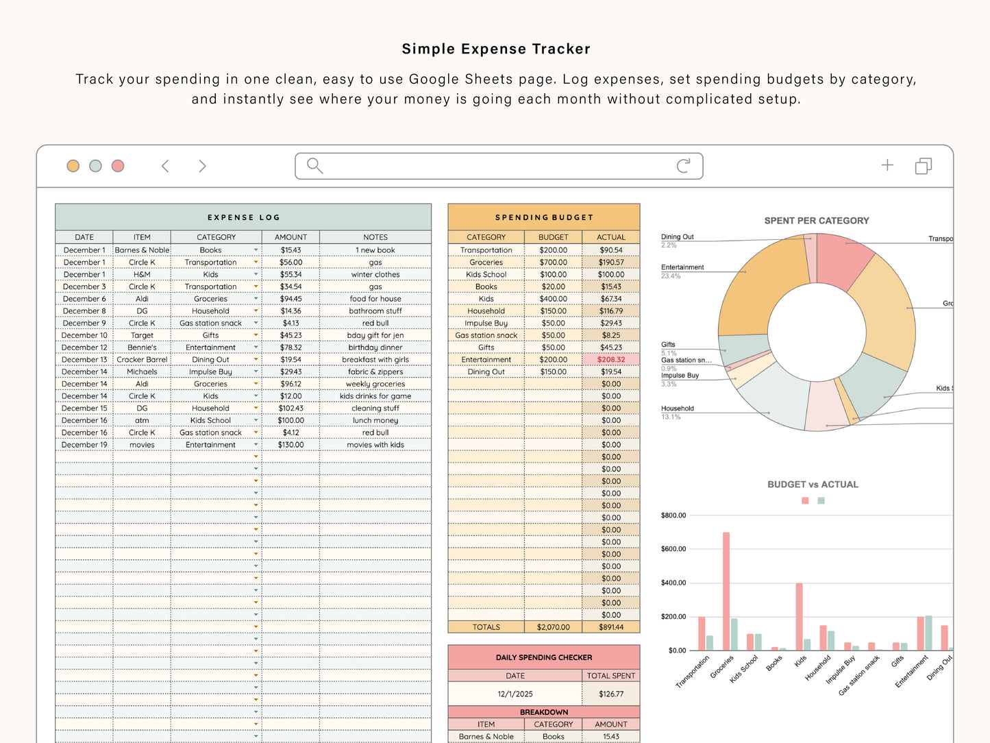 Expense Tracking Spreadsheet | Google Sheets Template