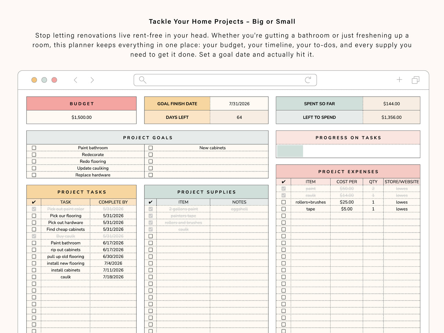 Home Management Planner | Google Sheets Template