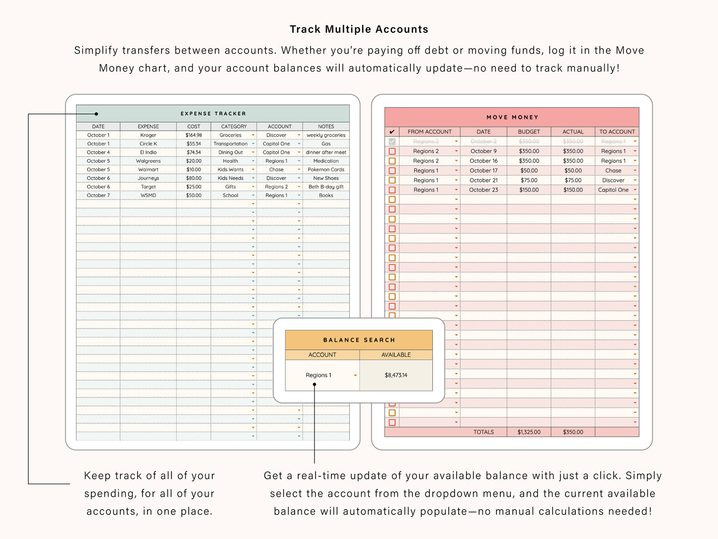 Multi-Account Budget Spreadsheet | Google Sheets Template