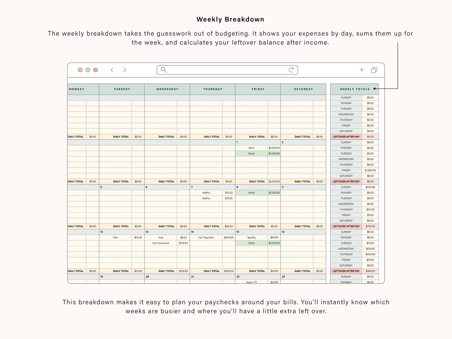 Subscription Calendar Spreadsheet | Google Sheets Template