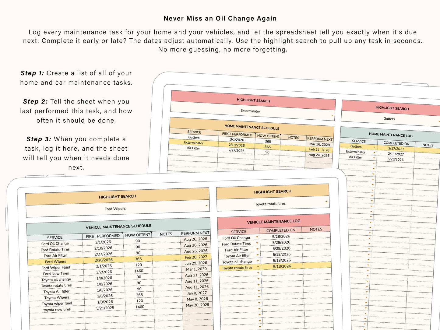 Home Management Planner | Google Sheets Template