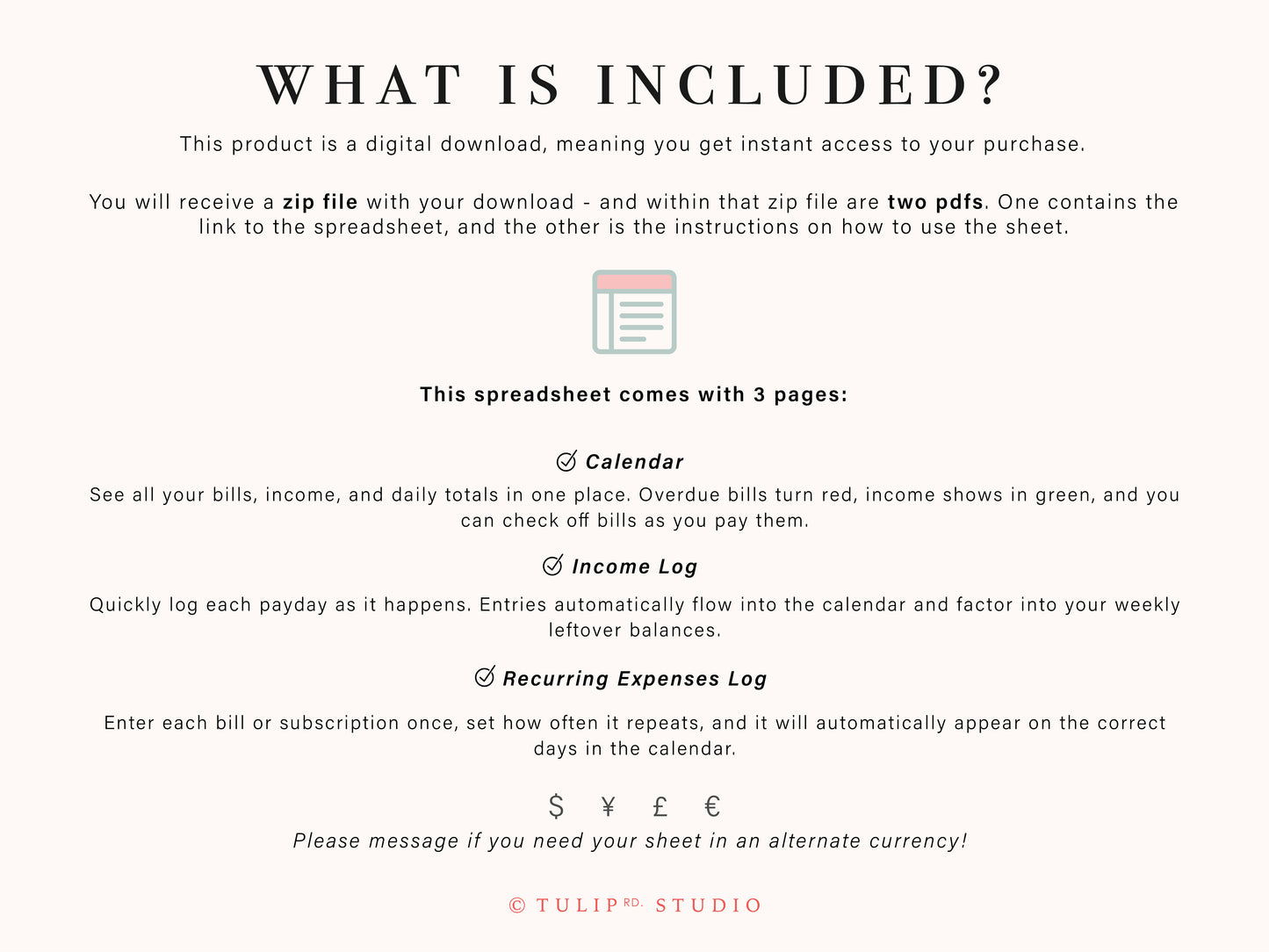 Subscription Calendar Spreadsheet | Google Sheets Template