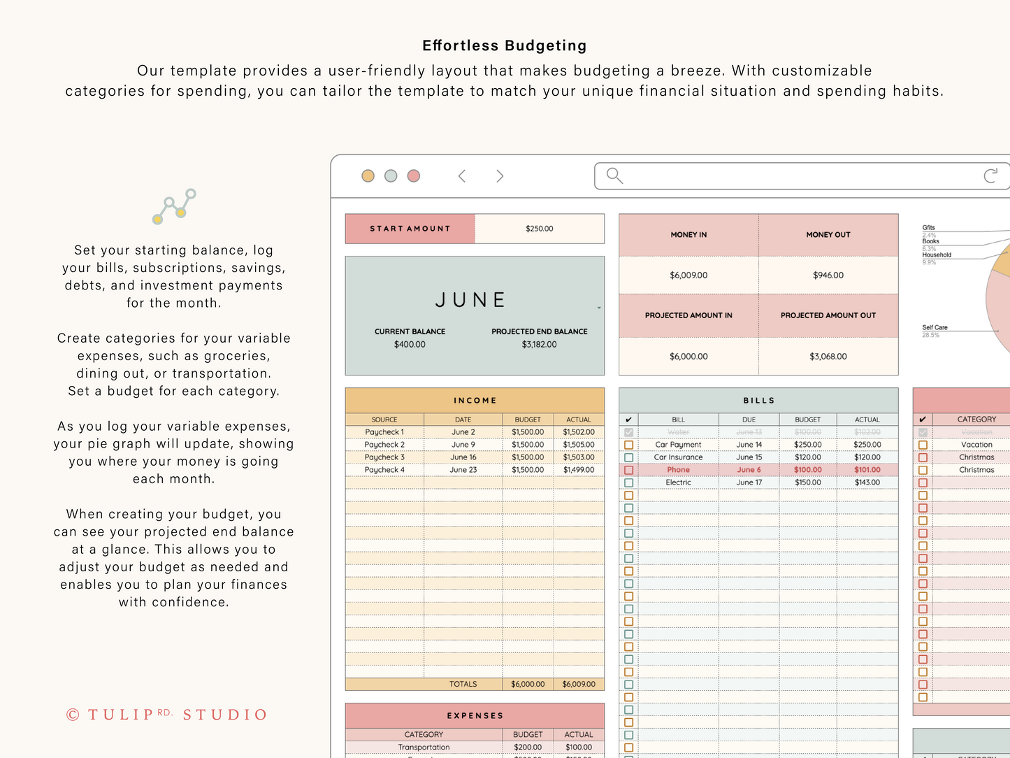 Monthly Budget Spreadsheet | Google Sheets and Excel Template