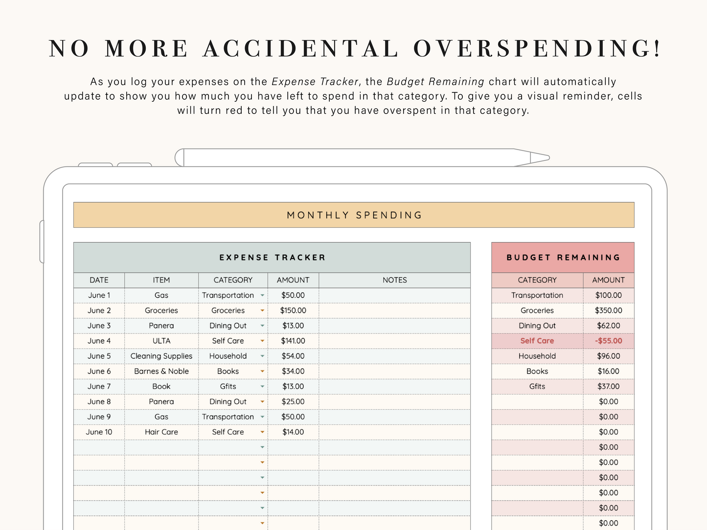 Monthly Budget Spreadsheet | Google Sheets and Excel Template