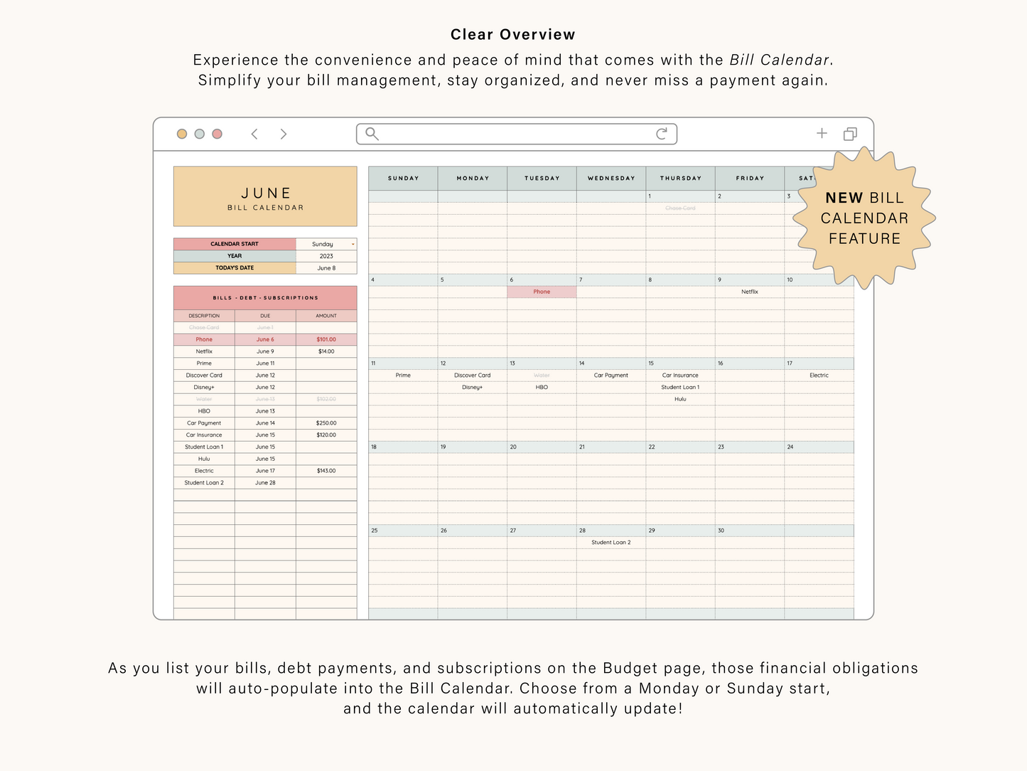 Monthly Budget Spreadsheet | Google Sheets and Excel Template