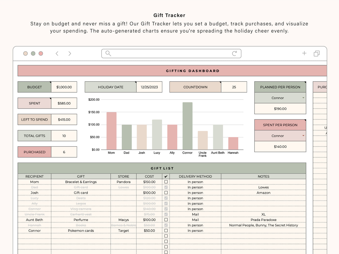 Holiday Planner | Google Sheets Template