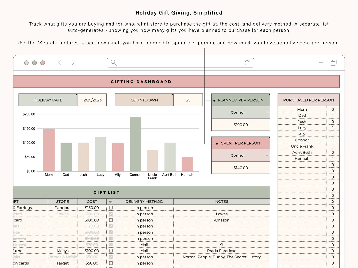 Holiday Planner | Google Sheets Template