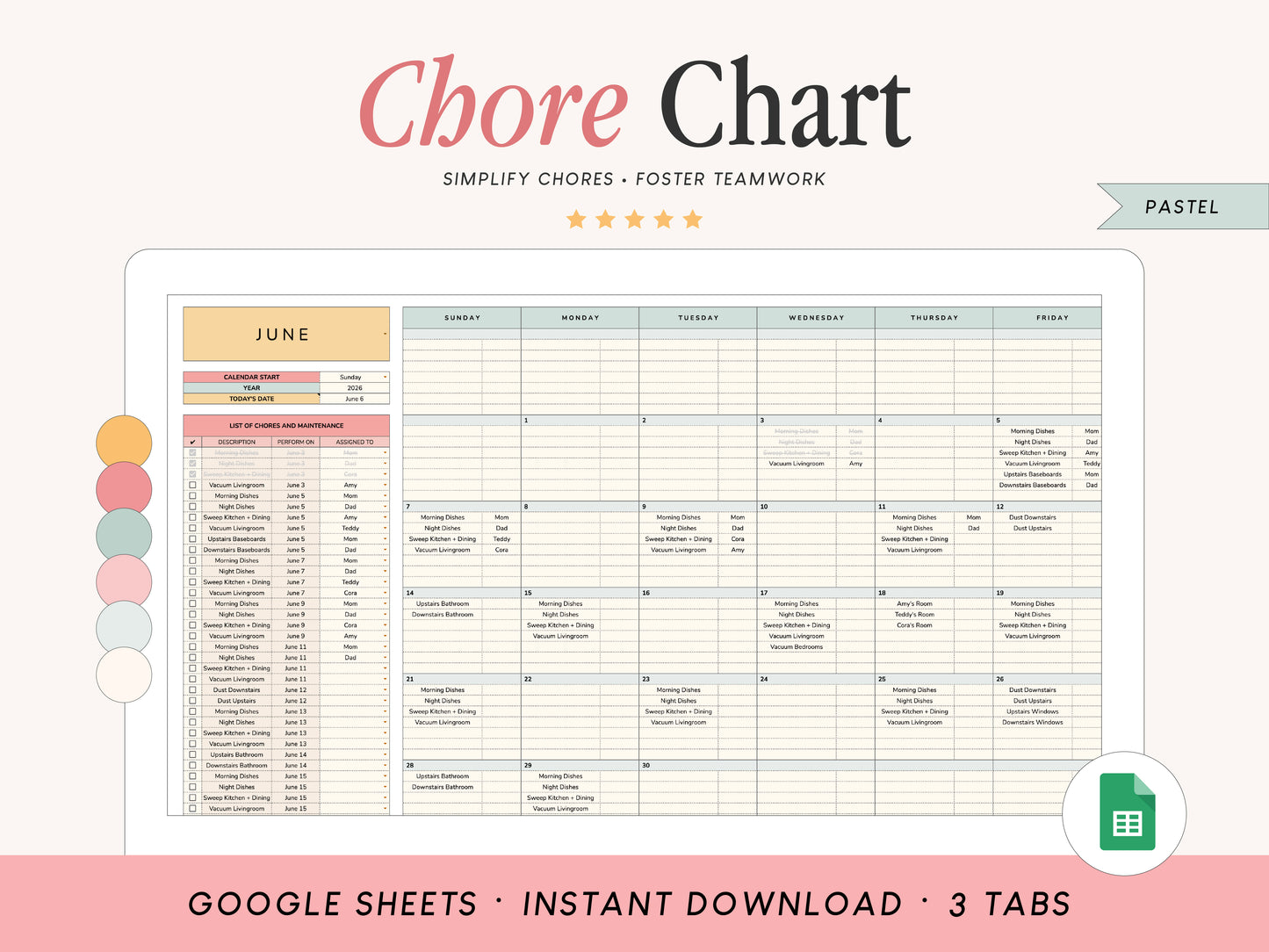 Chore Chart | Google Sheets Template