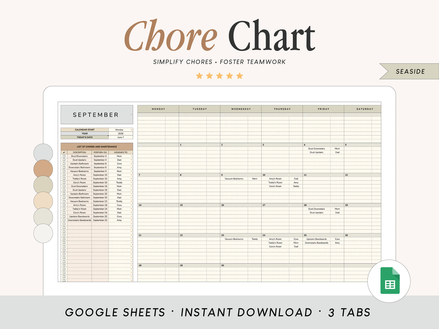 Chore Chart | Google Sheets Template