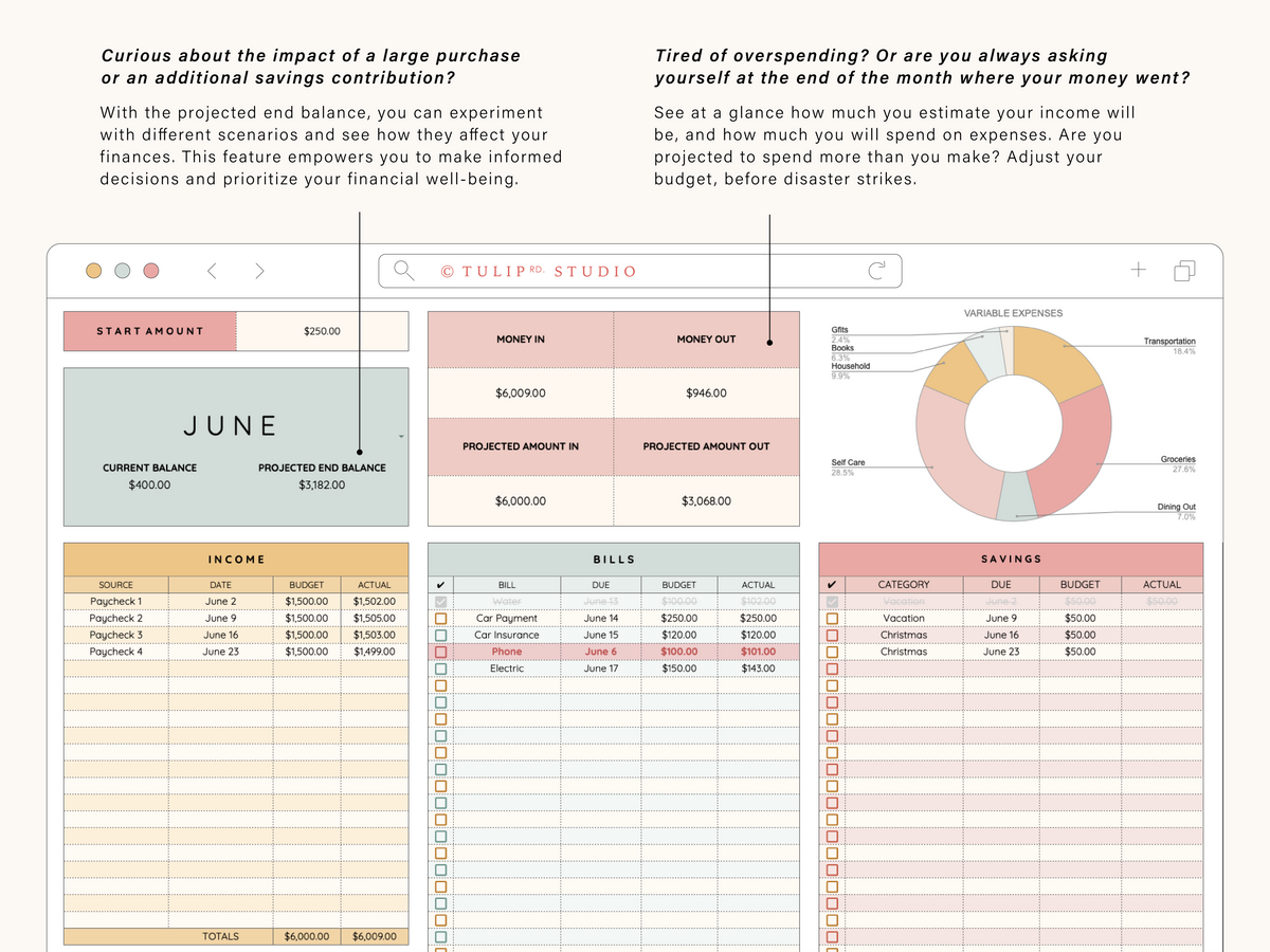 Monthly Budget Spreadsheet | Google Sheets and Excel Template