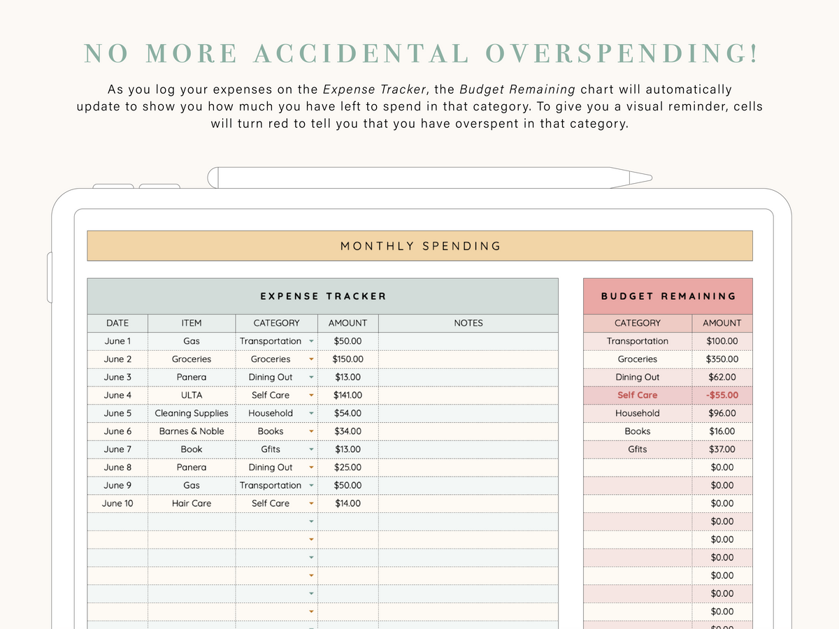 Monthly Budget Spreadsheet | Google Sheets and Excel Template