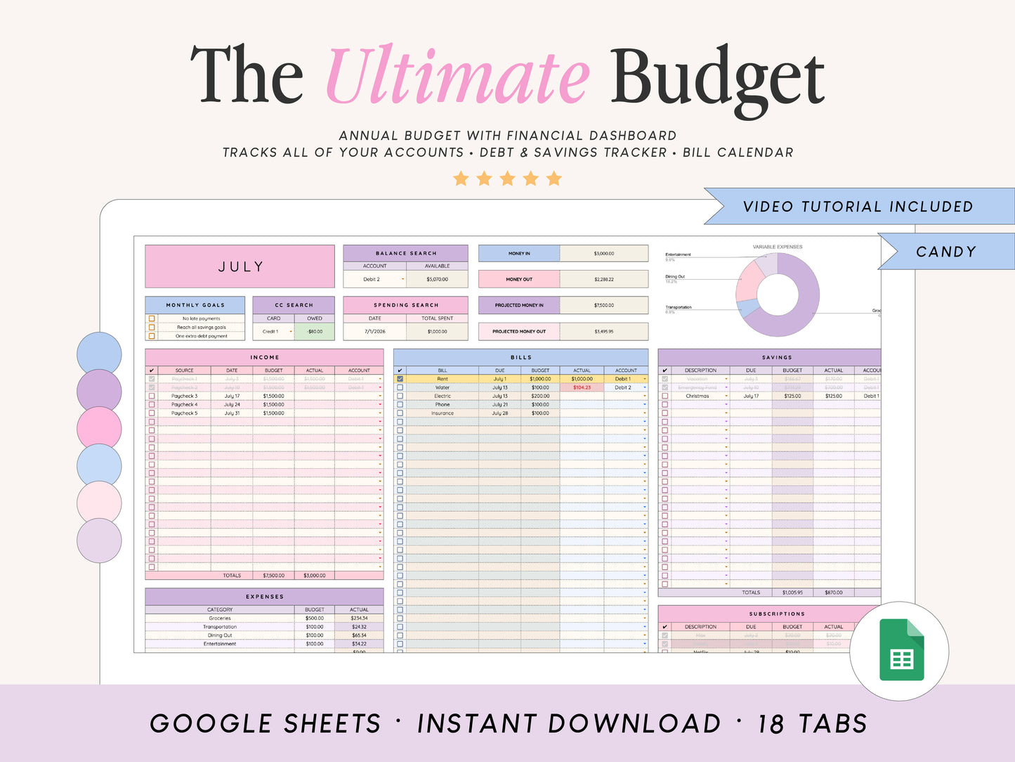 All-In-One + Multi-Account Budget Spreadsheet | Google Sheets Template