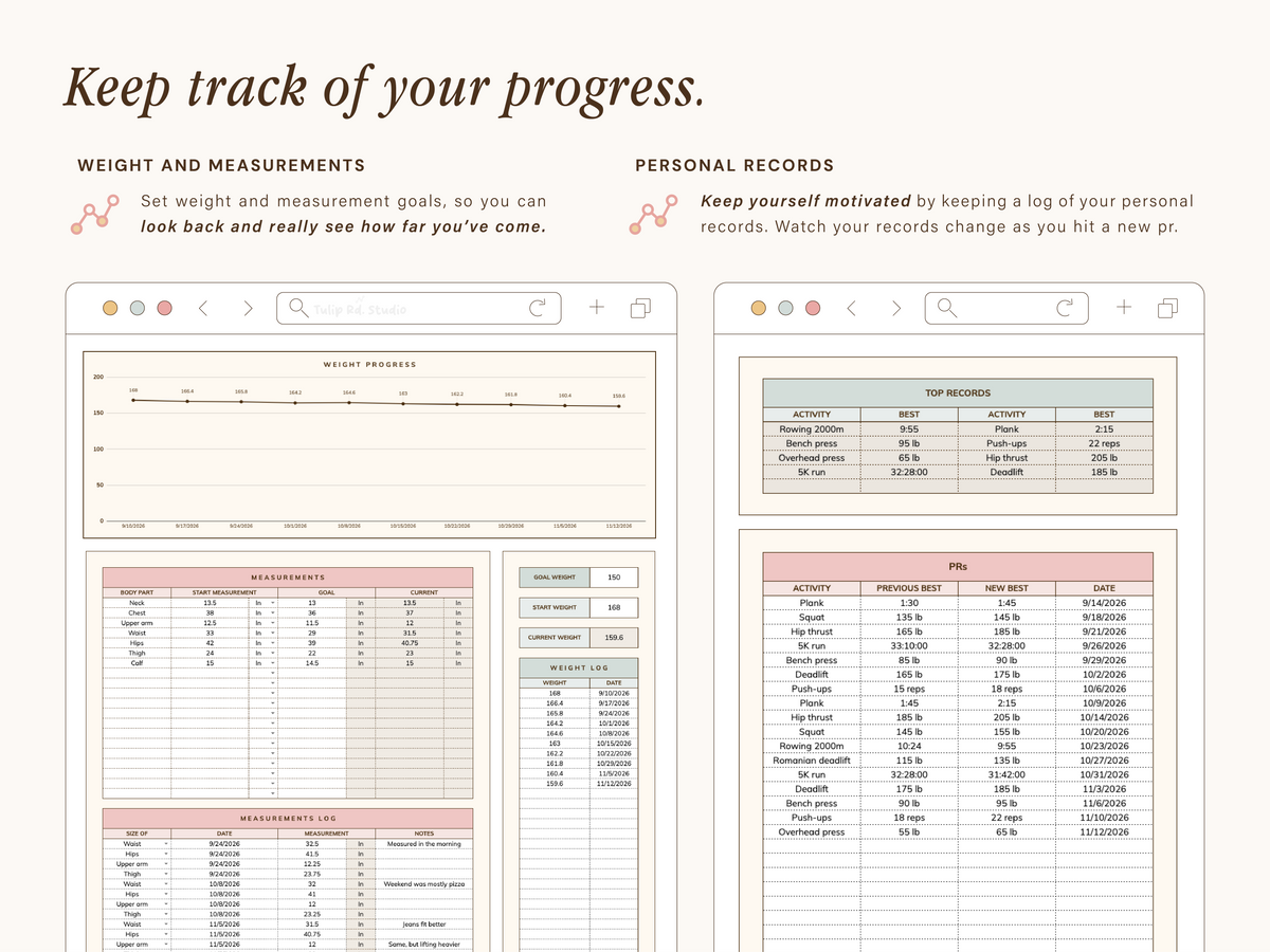 Workout Planner Spreadsheet with Macros Meal Planner | Google Sheets Template